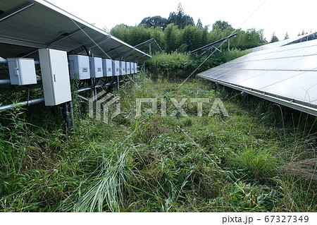 草刈り後の太陽光発電所 67327349