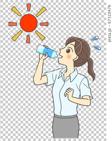 一件短袖襯衫補水的年輕女子 67328476