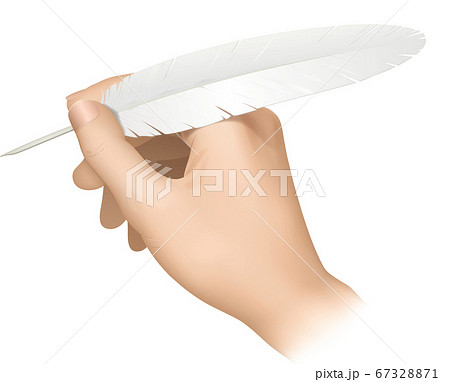 羽ペンを持つ手のイラスト素材