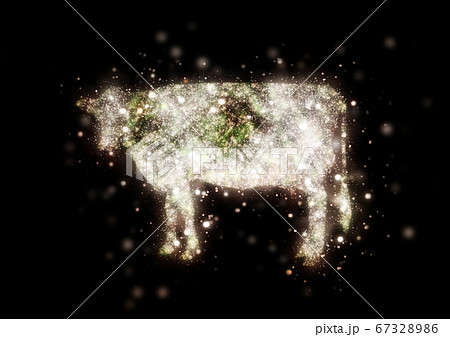 光り輝く抽象的な牛の3Dイラスト 67328986