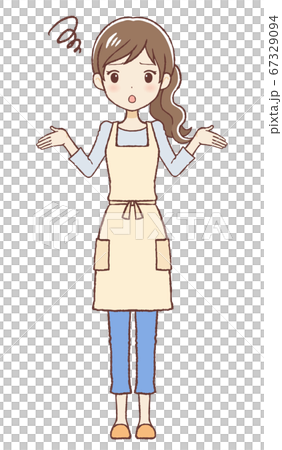 お手上げ状態のエプロン女性のイラスト素材