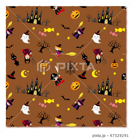 ハロウィン素材 パターン柄 茶 67329291
