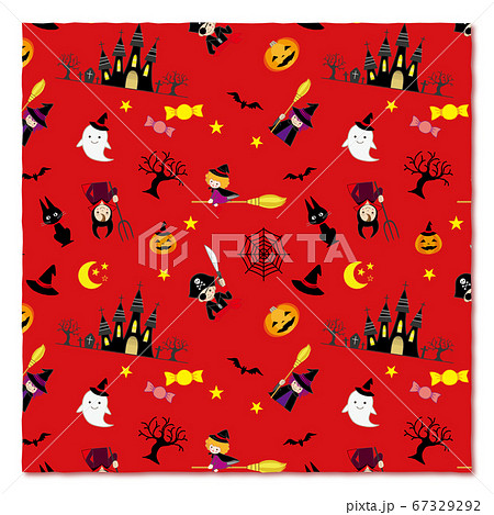 ハロウィン素材 パターン柄 赤 67329292