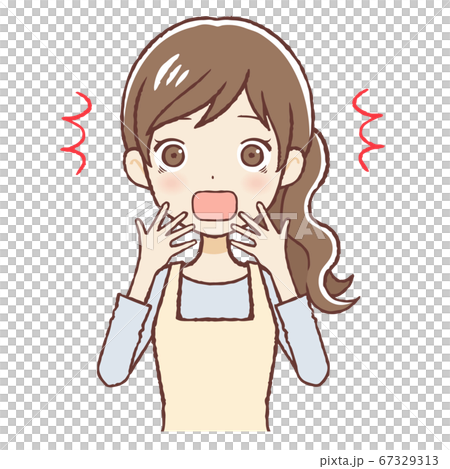 Surprised expression apron female upper body 67329313