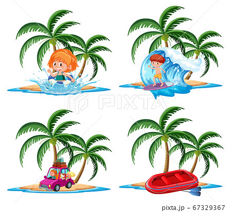 Group of vacation activities on the tropical 67329367