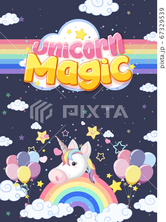Cute unicorn banner on pastel background color Cute unicorn banner on pastel background color 67329539