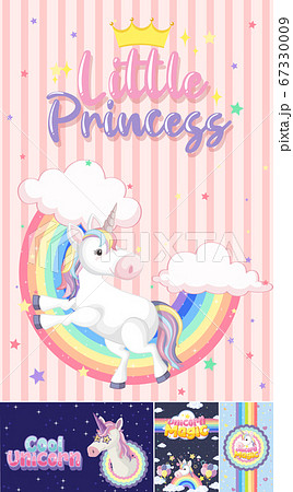 Cute unicorn banner on pastel background color Cute unicorn banner on pastel background color 67330009