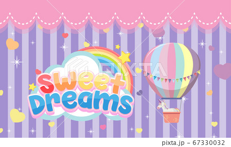 Sweet dreams logo with hot air balloon on purple Sweet dreams logo with hot air balloon on purple 67330032