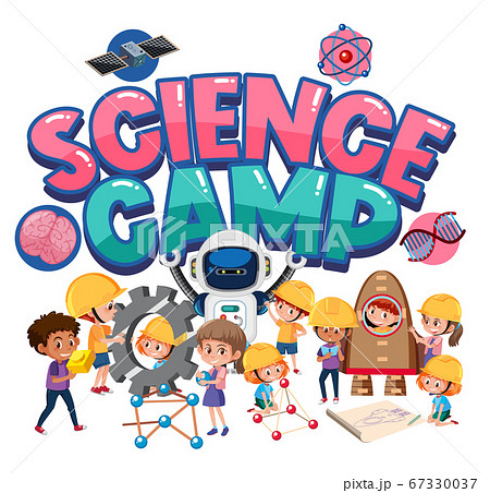 Science camp logo with children wearing engineer Science camp logo with children wearing engineer 67330037