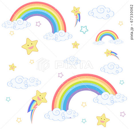 Seamless rainbow with smile star on white 67330062