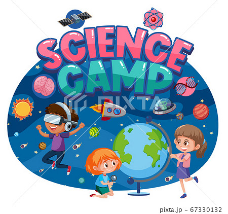 Science camp logo with kids and space objects in 67330132