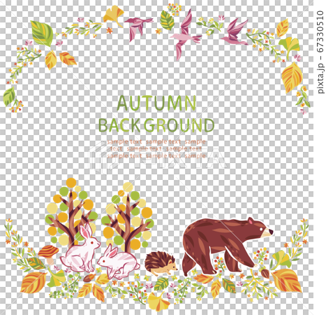 Autumn leaves and fallen leaves and animals illustration frame Autumn leaves and fallen leaves and animals illustration frame 67330510