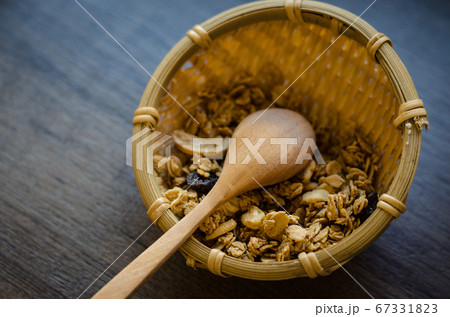 granola multigrain in basket. Healthy food. granola multigrain in basket. Healthy food. 67331823