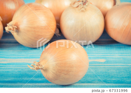 Vintage photo, Heap of onions on boards 67331996