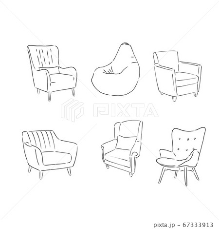 Armchair hand drawn outline doodle icon. Soft armchair with cushion. soft chair, vector sketch illustration Armchair hand drawn outline doodle icon. Soft armchair with cushion. soft chair, vector sketch illustration 67333913