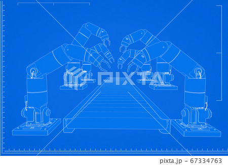 robot assembly line blueprint 67334763
