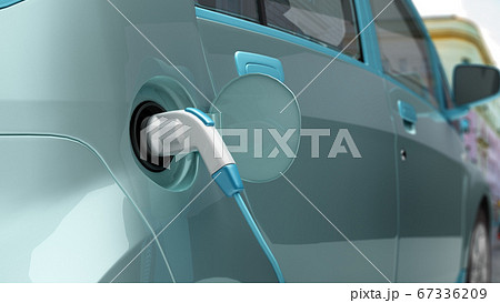 car charging process electric car connected to the 67336209