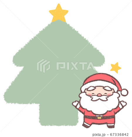 バンザイサンタとクリスマスツリーのフレーム 67336842