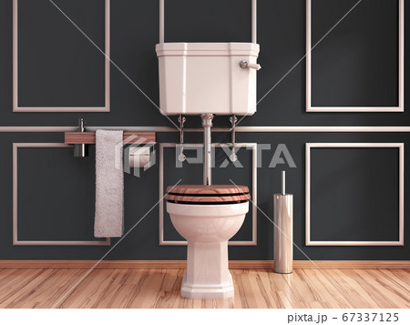 vintage darck tones empty restroom 3d render image 67337125