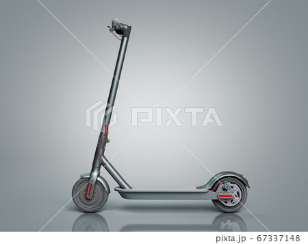Black Electric scooter 3d render on grey gradient Black Electric scooter 3d render on grey gradient 67337148