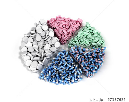 medical pills in the form of sections of a pie 67337625