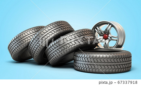 tire fitting concept car wheels in stack 3d tire fitting concept car wheels in stack 3d 67337918