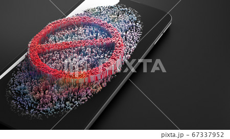 Color prohibition sign on smart phone screen 67337952