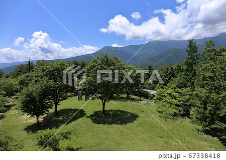 室山アグリパークのでぃらぼっちゃ展望台から見下ろした公園の風景 長野県安曇野市 67338418