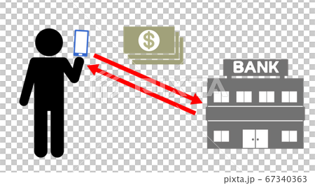 ネットバンク ネット銀行 ドル ピクトグラムイメージ イラストのイラスト素材