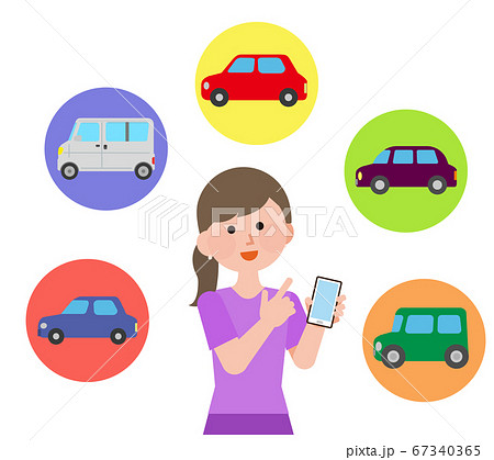 自動車をネットで選ぶ女性 イラスト 自動車をネットで選ぶ女性 イラスト 67340365