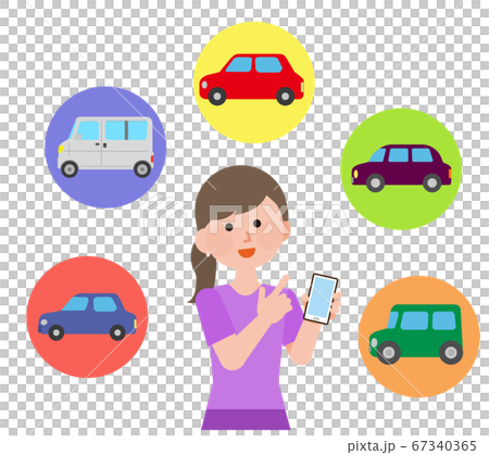自動車をネットで選ぶ女性 イラスト 自動車をネットで選ぶ女性 イラスト 67340365