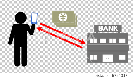 ネットバンク ネット銀行 円 ピクトグラムイメージ イラストのイラスト素材