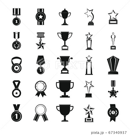 Medal award icon set, simple style 67340937