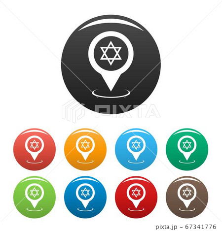 Synagogue map pointer icons set vector 67341776