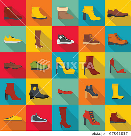 Footwear shoes icon set, flat style Footwear shoes icon set, flat style 67341857