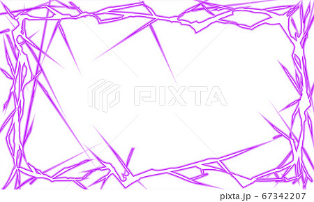 稲妻の長方形フレーム 紫色 透明 白のイラスト素材