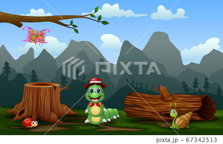 Scene with plants and insects in the field Scene with plants and insects in the field 67342513