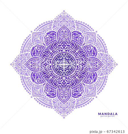 Purple mandala pattern on a white background. Purple mandala pattern on a white background. 67342613