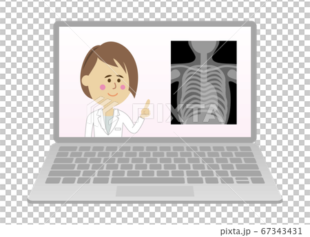 Illustration image of online medical examination with a personal computer Illustration image of online medical examination with a personal computer 67343431