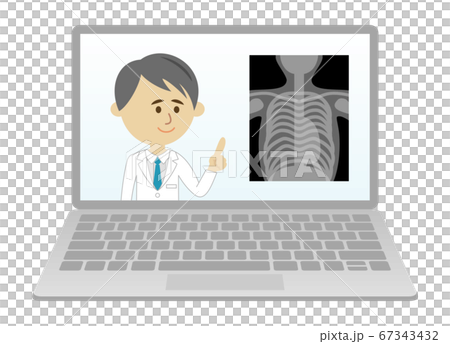 パソコンでオンライン診察のイラストイメージ 67343432