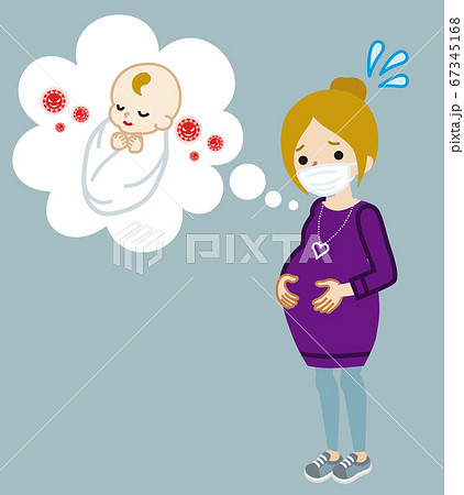 赤ちゃんのウイルス感染を心配する妊婦 白人のイラスト素材