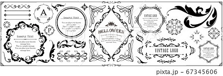 ハロウィンのフレーム素材、ハッピーハロウィン、パーティー、イベント、装飾素材、ビンテージ、アンティー ハロウィンのフレーム素材、ハッピーハロウィン、パーティー、イベント、装飾素材、ビンテージ、アンティー 67345606