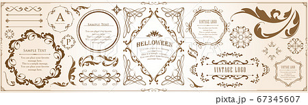 ハロウィンのフレーム素材、ハッピーハロウィン、パーティー、イベント、装飾素材、ビンテージ、アンティー ハロウィンのフレーム素材、ハッピーハロウィン、パーティー、イベント、装飾素材、ビンテージ、アンティー 67345607