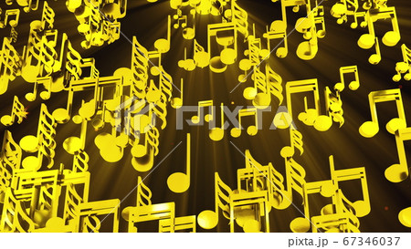Rain of golden musical notes, computer generated. 3D rendering melodic background Rain of golden musical notes, computer generated. 3D rendering melodic background 67346037