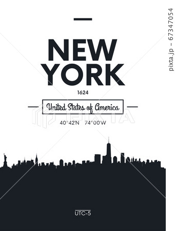 Poster City Skyline New York Flat Style Vectorのイラスト素材