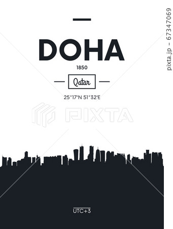 Poster city skyline Doha, Flat style vector 67347069
