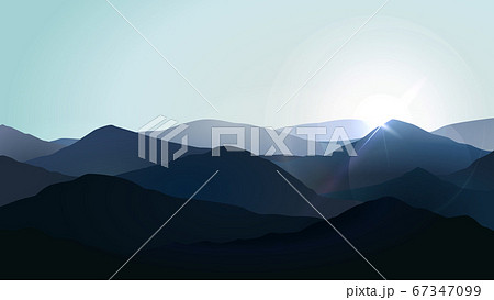 Landscape fog in the blue mountains vector 67347099