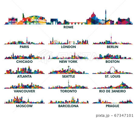 Geometric pattern skyline city America and Europe 67347101