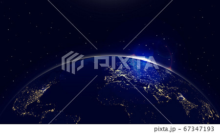Vector background planet earth with sunrise in 67347193
