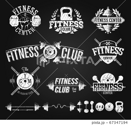 Typographic Fitness Emblems chalk drawing 67347194